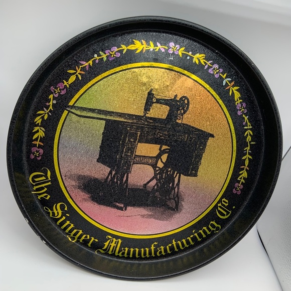 Vintage The Singer Manufacturing Company Bristolware Round 12" Retro Tin - Picture 5 of 15